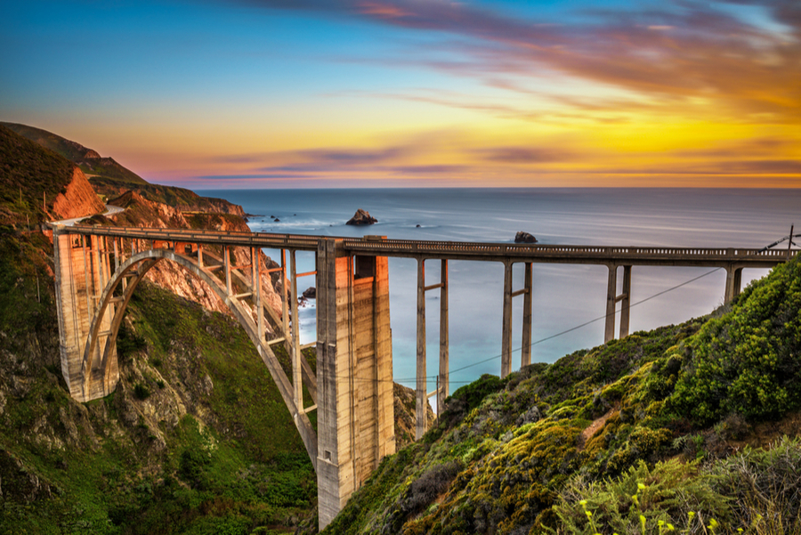 california PCH at sunset - where to visit in December 